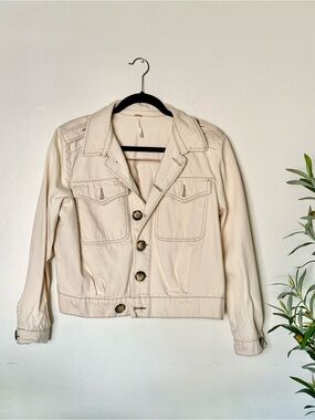 Women's Free People Cream Denim Jacket